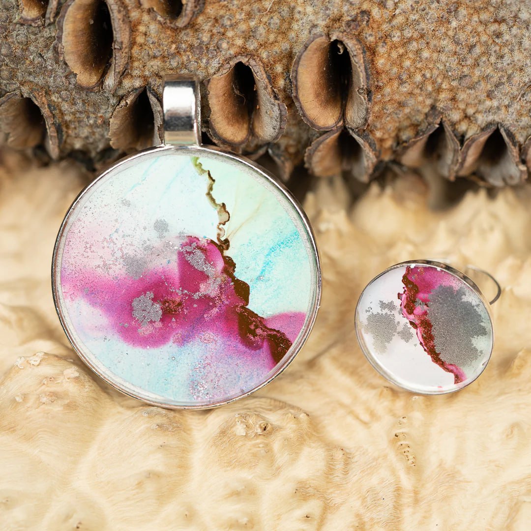 Aqua & Pink Abstract Set